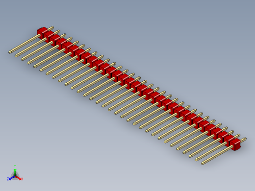 彩色公头100mil（2.54mm）系列-DS1021_red_1x32p_100mil_Type5_rev1.0正等轴测缩略图