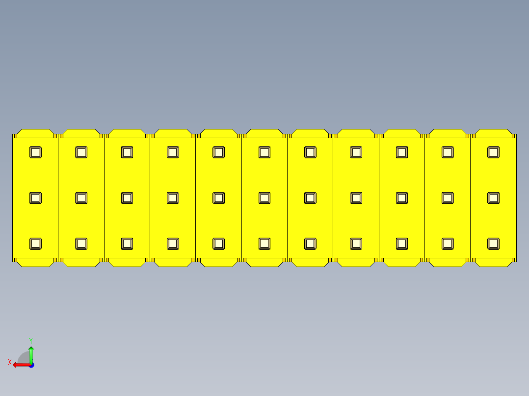 彩色公头100mil（2.54mm）系列-DS1021_yellow_3x11p_100mil_Type43_rev1.0后视图