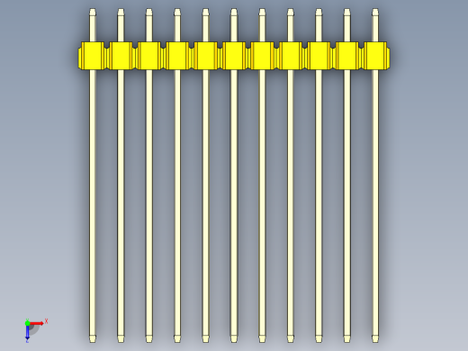 彩色公头100mil（2.54mm）系列-DS1021_yellow_3x11p_100mil_Type43_rev1.0俯视缩略图