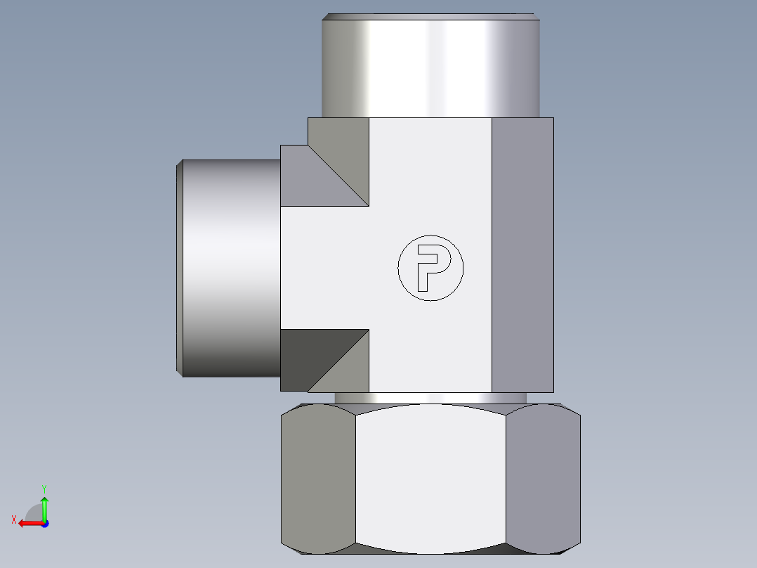 卡套式工业通用硬管接头EO_Swivel_nut_run_tee_EL30SOMDCF后视图