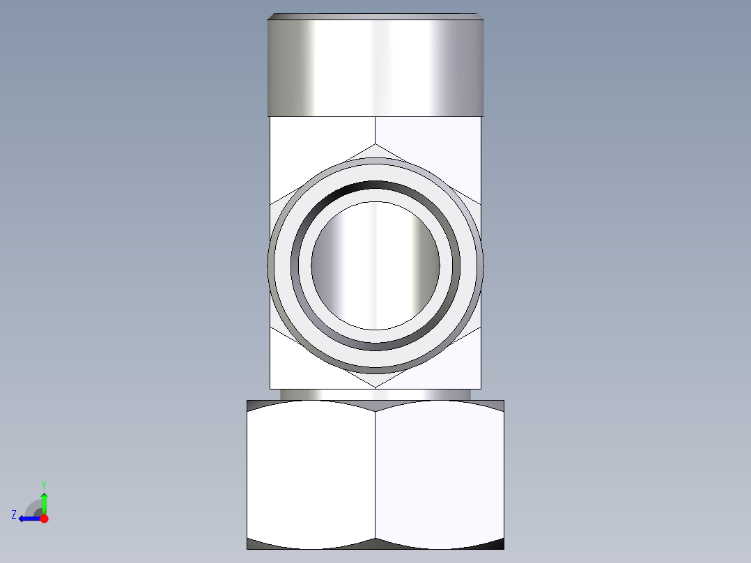 卡套式工业通用硬管接头EO_Swivel_nut_run_tee_EL30SOMDCF右视图
