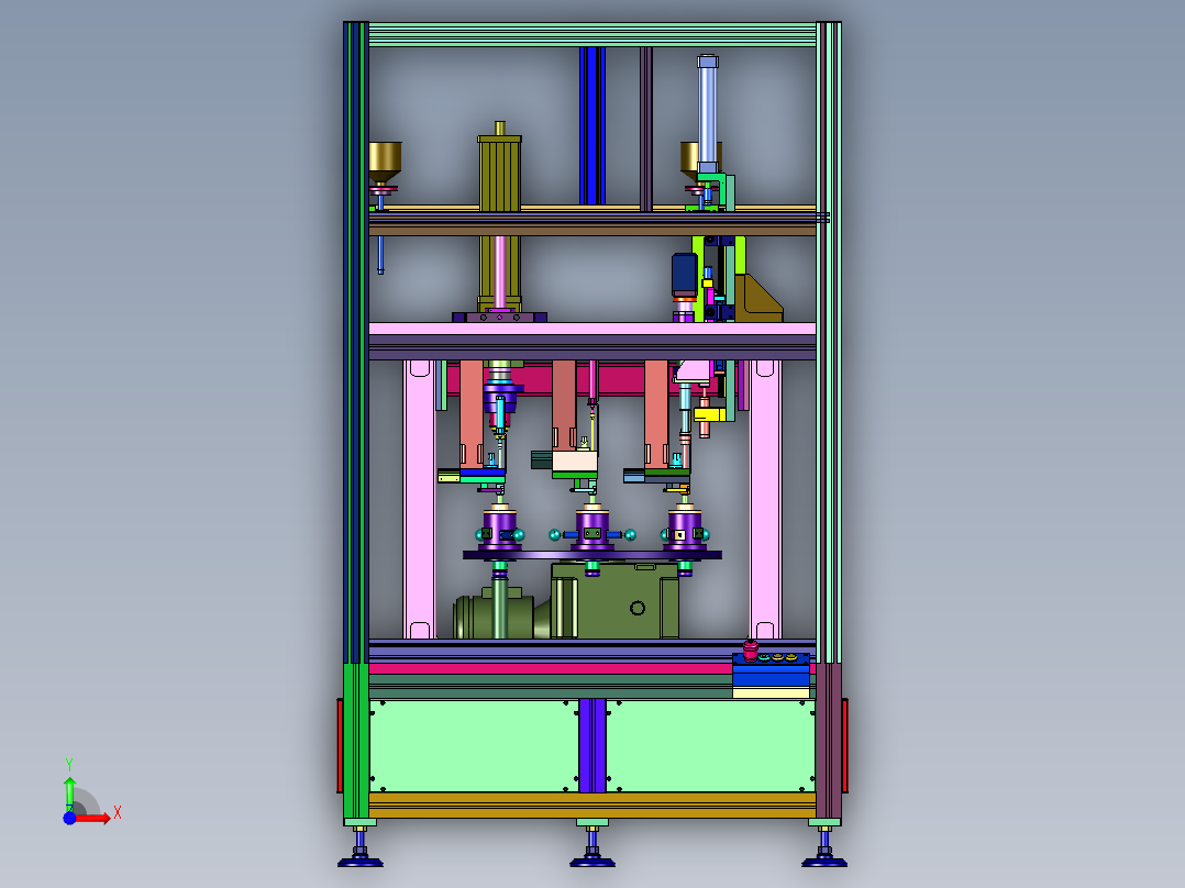 电动润滑泵分配阀组装设备前视图