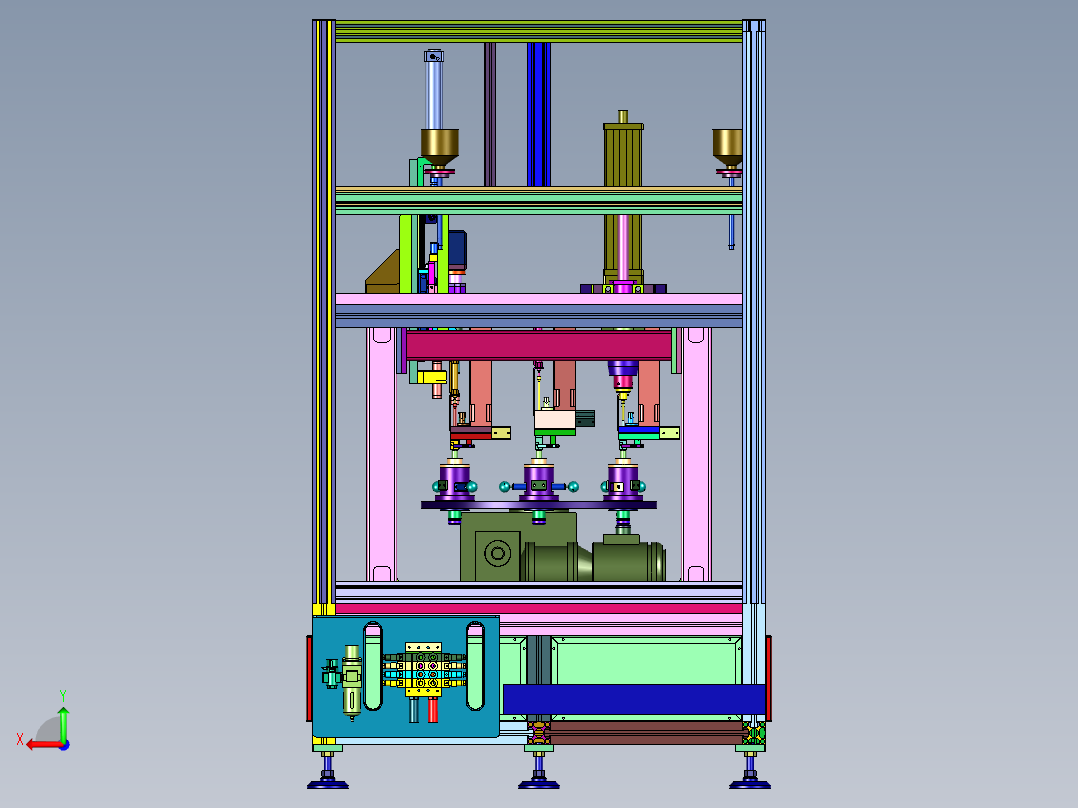 电动润滑泵分配阀组装设备后视图