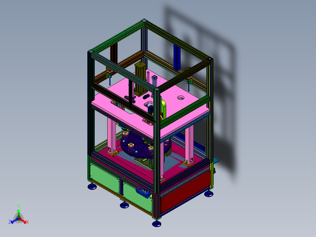 电动润滑泵分配阀组装设备正等轴测图