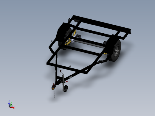 两轮拖车架3D数模图纸 Solidworks设计