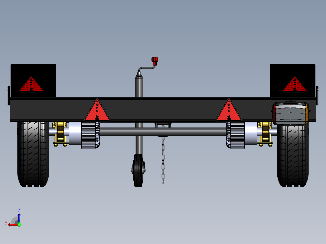 两轮拖车架3D数模图纸 Solidworks设计后视图