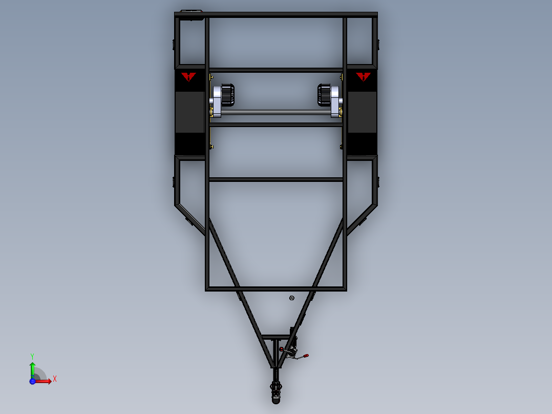 两轮拖车架3D数模图纸 Solidworks设计俯视图