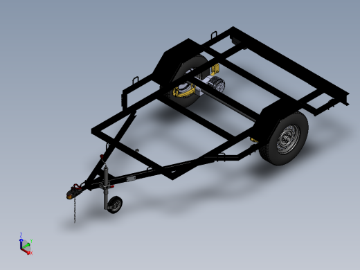 两轮拖车架3D数模图纸 Solidworks设计正等轴测缩略图