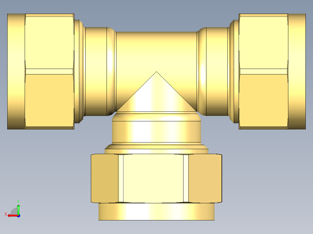 B3004459-压缩式等径三通 Ø15后视图