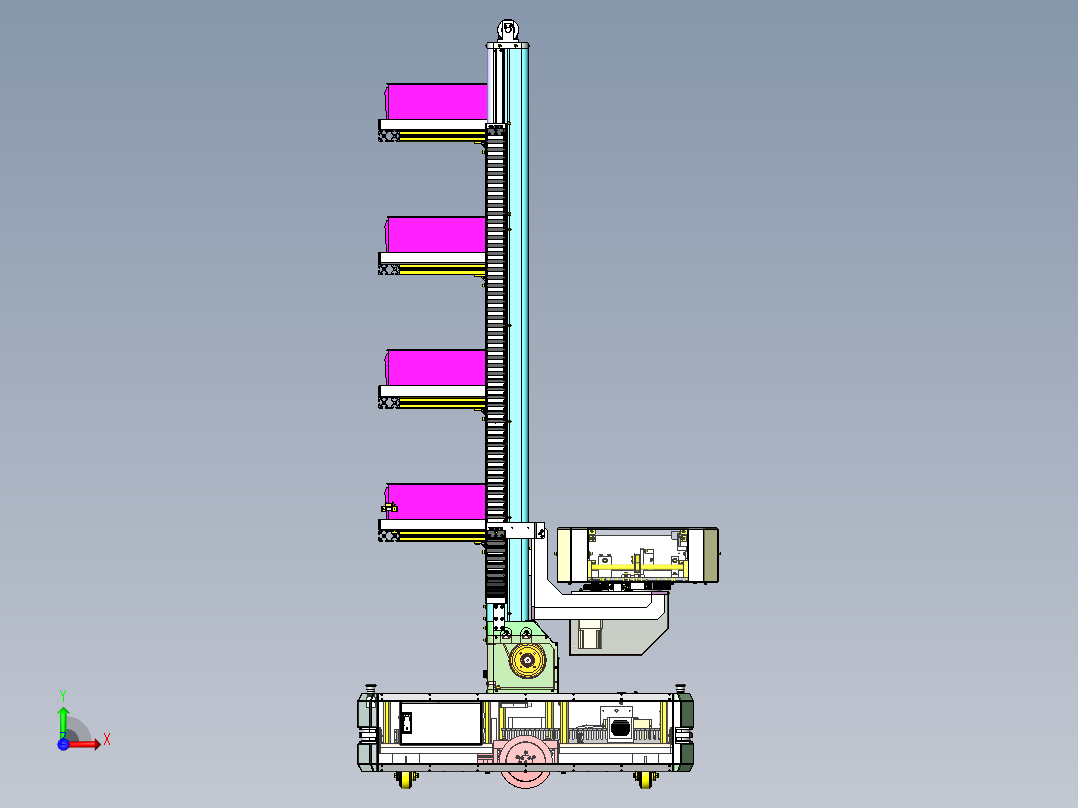 4层料箱夹抱式升降机器人前视图
