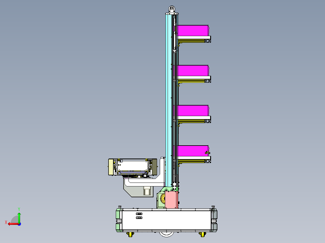 4层料箱夹抱式升降机器人后视图