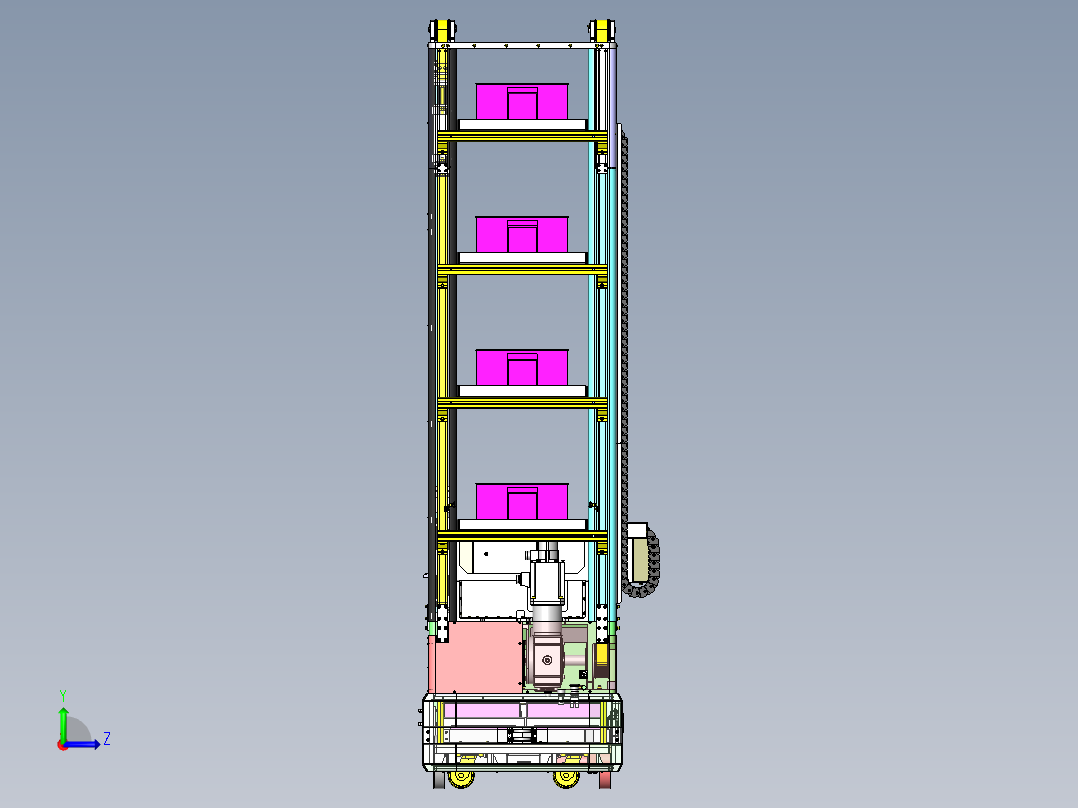 4层料箱夹抱式升降机器人左视图