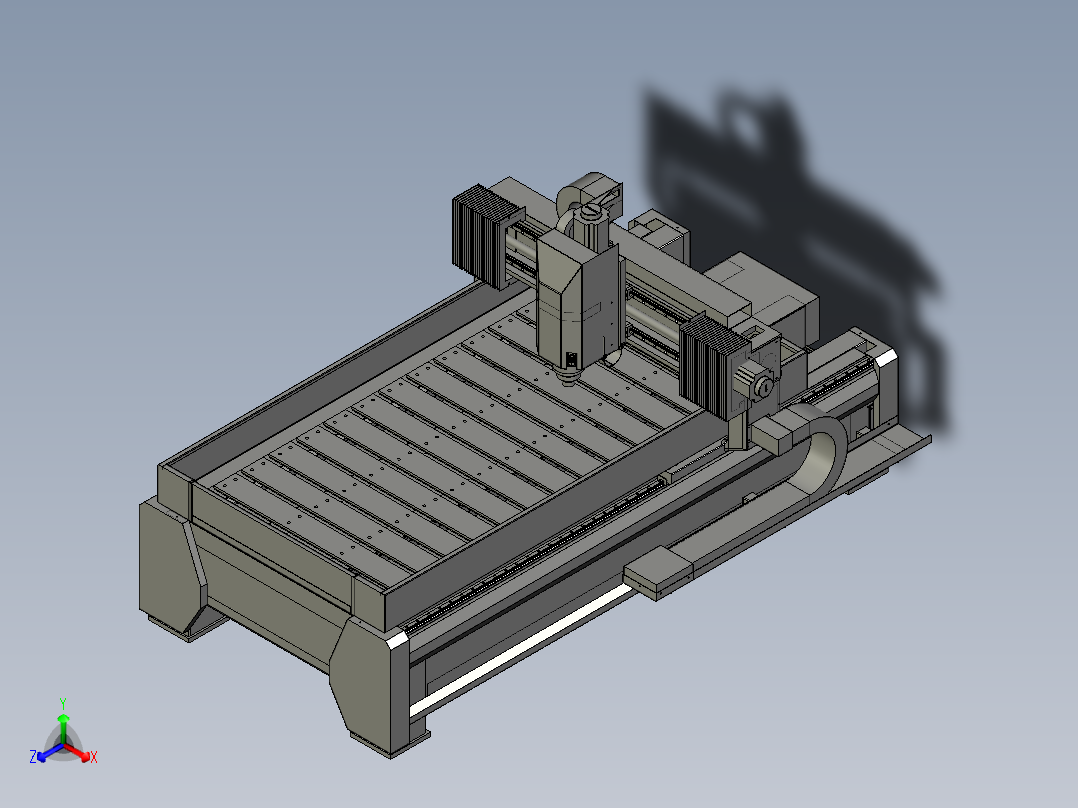 蜂窝板吊顶全铝家居数控开料雕刻一体机正等轴测图