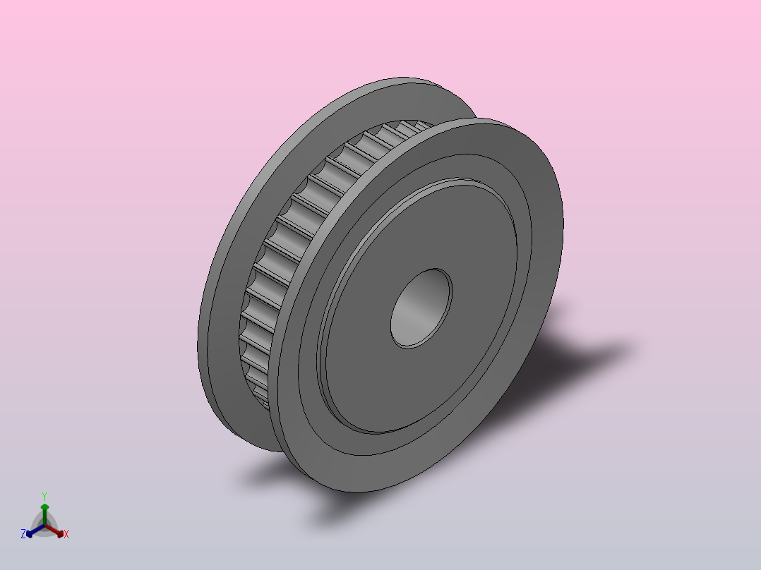 圆孔标准型圆弧形齿同步带轮2GT型_S2GTHC-38-4-dc6-A正等轴测图