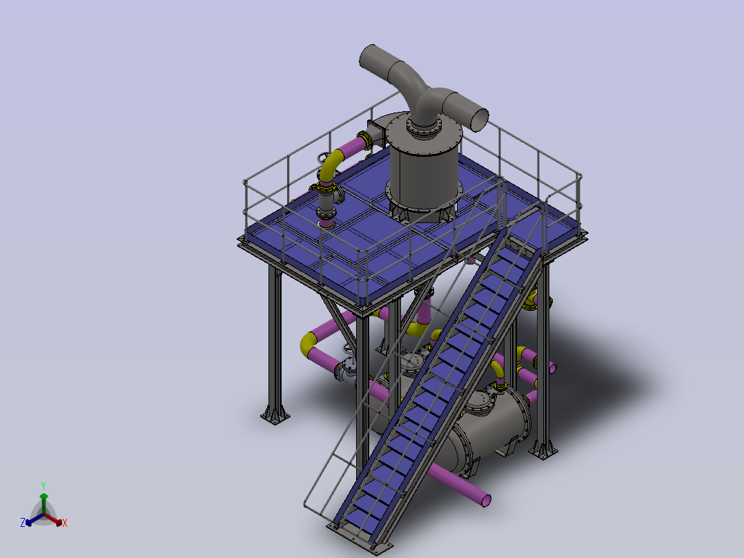 Platforms生产管道平台3D数模图纸 Solidworks设计主视图