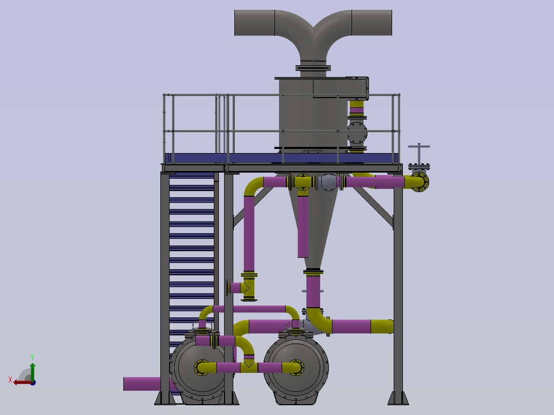 Platforms生产管道平台3D数模图纸 Solidworks设计后视图