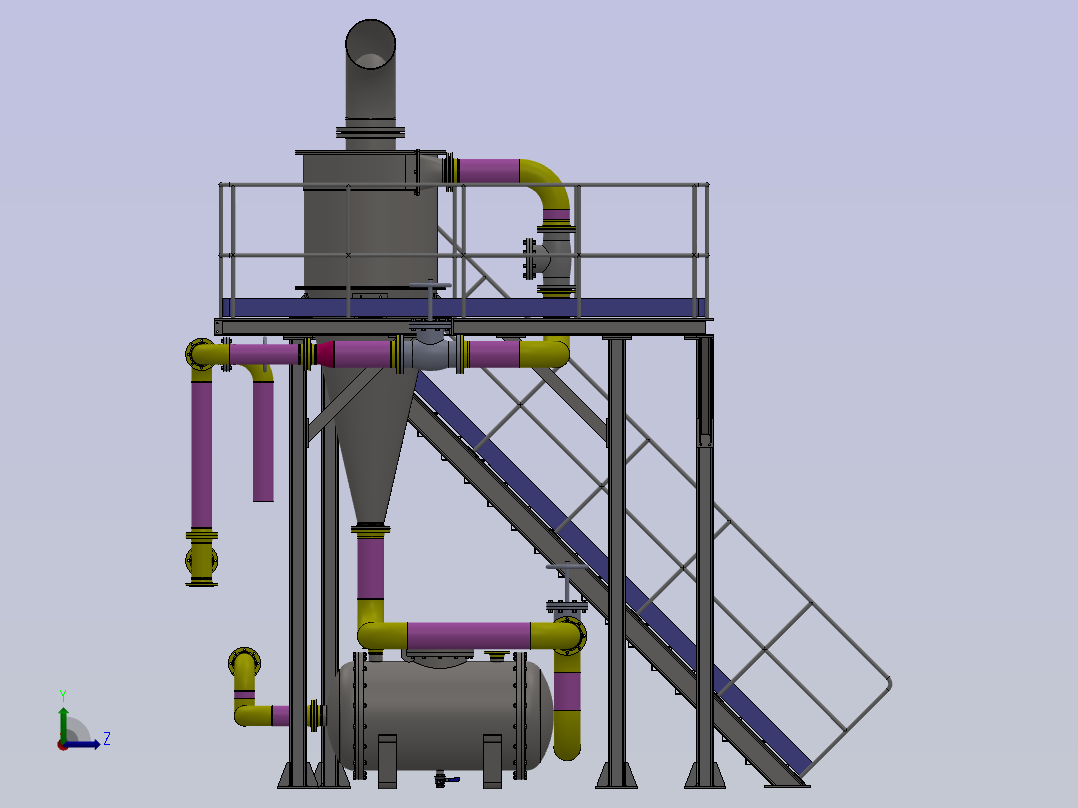 Platforms生产管道平台3D数模图纸 Solidworks设计左视图