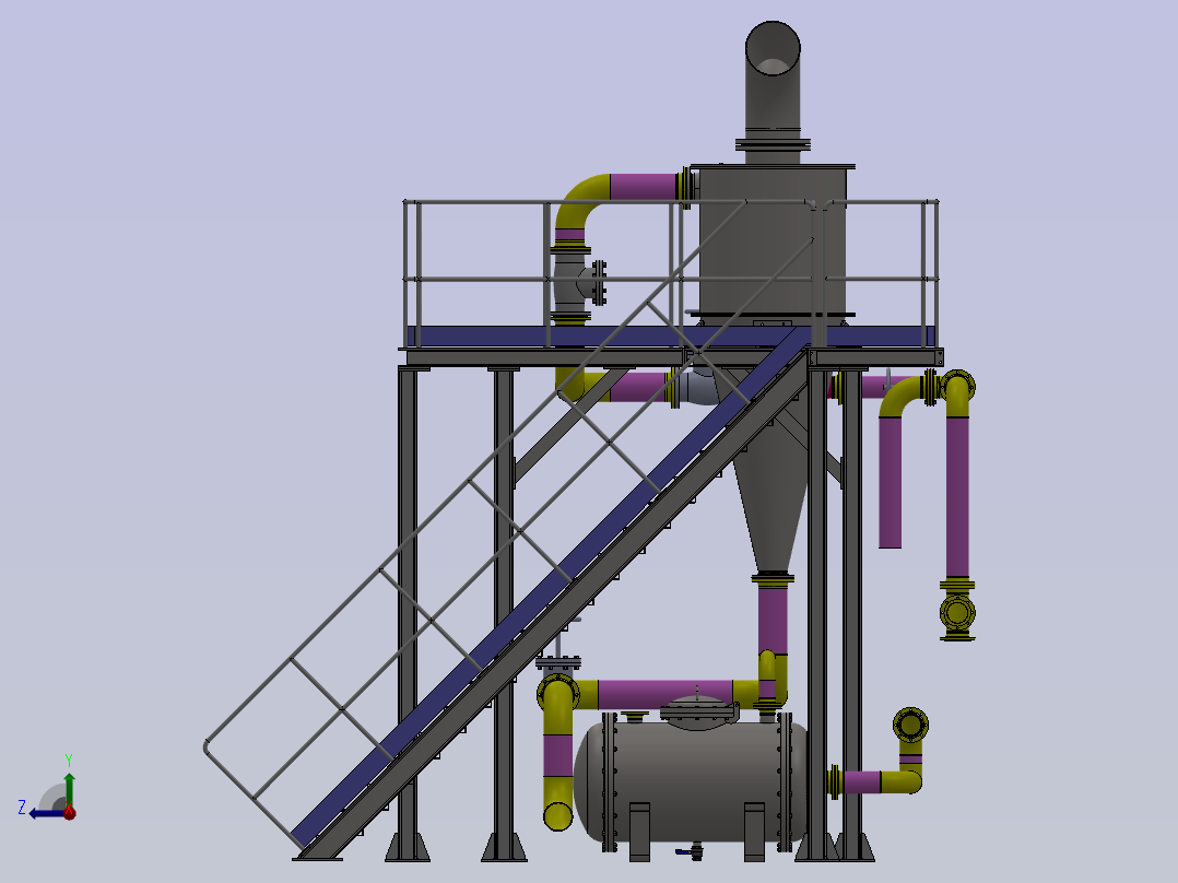 Platforms生产管道平台3D数模图纸 Solidworks设计右视图