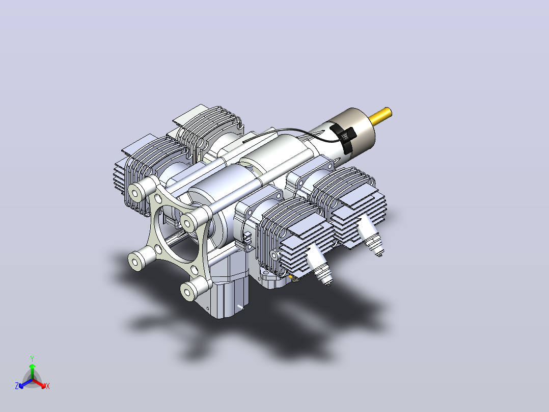 四缸二冲程活塞发动机dle-120-t4-120cc-1.snapshot.1主视图