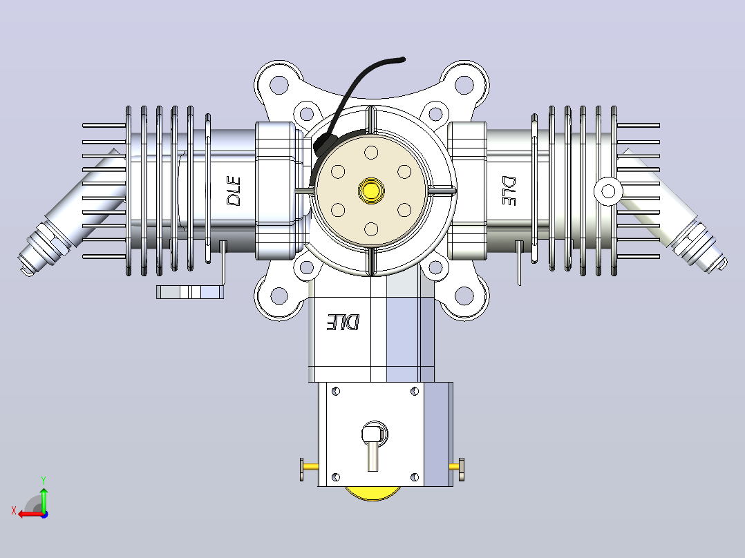 四缸二冲程活塞发动机dle-120-t4-120cc-1.snapshot.1后视图