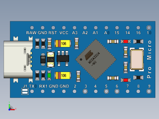Arduino Pro Micro USB C型12前视缩略图