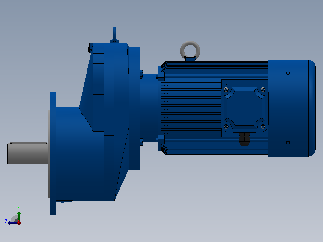 RXF107法兰轴伸式安装斜齿轮减速机RX107-Y7.5-4P-132M-M1-0°-Φ350右视图