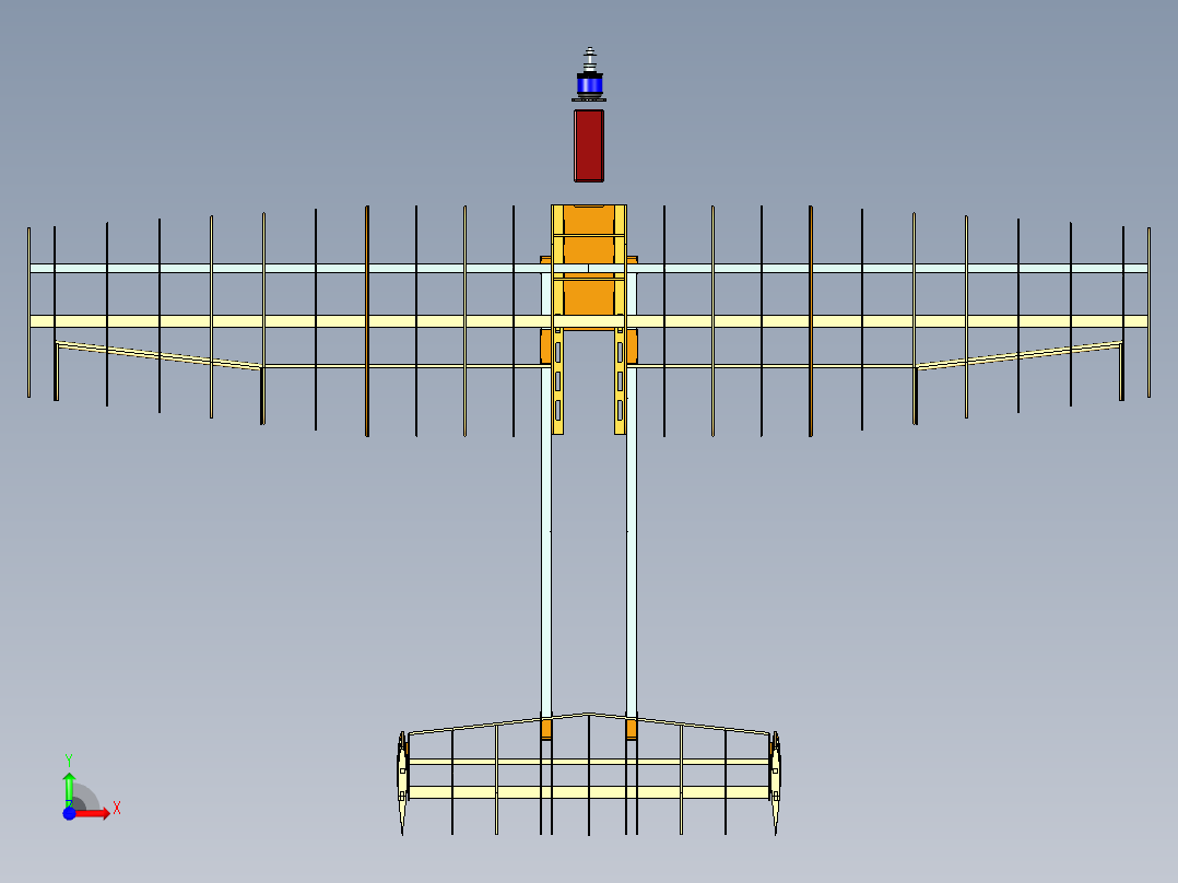 Aerodesign小型飞机框架3D图纸 UG设计前视图