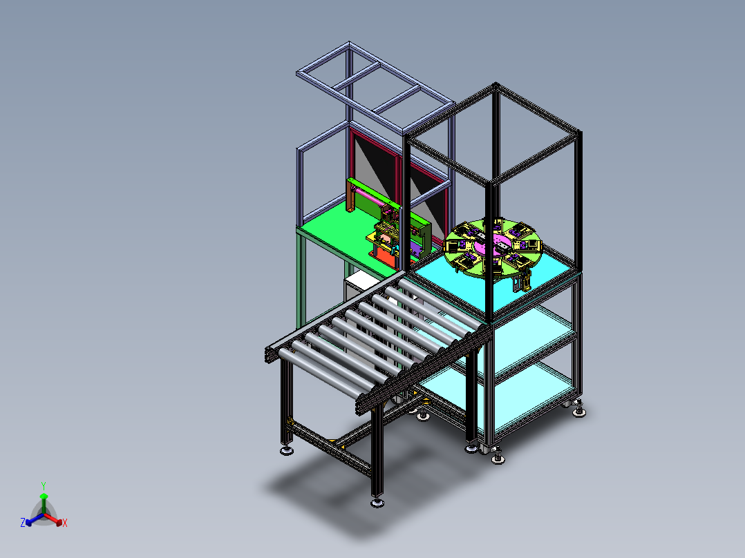 2022.09月-自动化组装线sw18可编辑正等轴测图