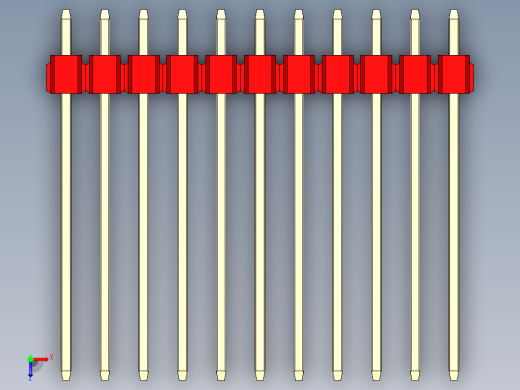 彩色公头100mil（2.54mm）系列-DS1021_red_3x11p_100mil_Type19_rev1.0俯视缩略图