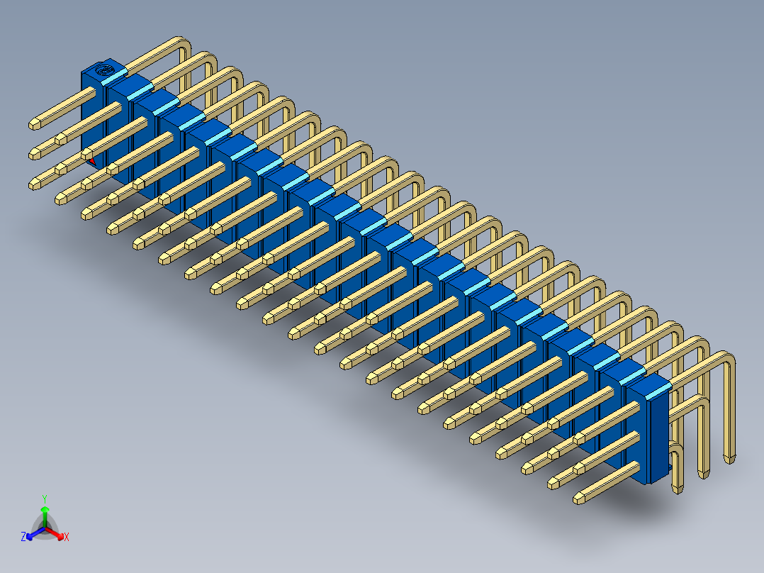 彩色公排针 100mil 2.54mm 系列-DS1022_blue_3x22p_100mil_TypeD_rev1.0主视图