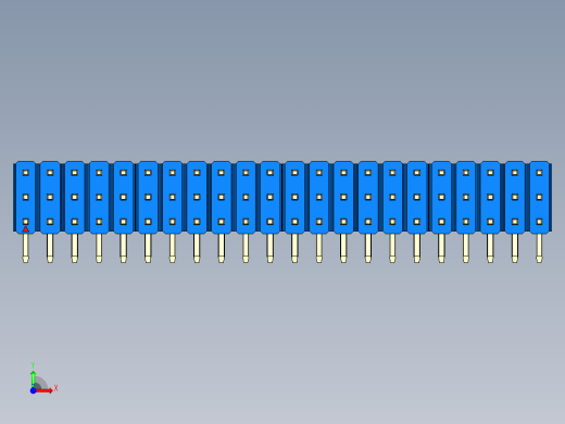 彩色公排针 100mil 2.54mm 系列-DS1022_blue_3x22p_100mil_TypeD_rev1.0前视缩略图