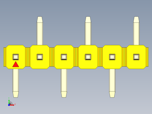 彩色公排针 100mil 2.54mm 系列-DS1022_yellow_06p_100mil_Type_SMT_R2_rev1.0前视缩略图