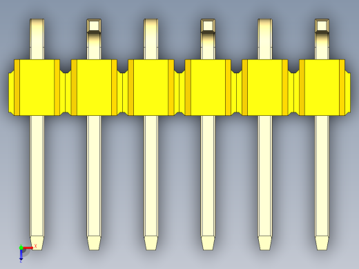 彩色公排针 100mil 2.54mm 系列-DS1022_yellow_06p_100mil_Type_SMT_R2_rev1.0俯视缩略图
