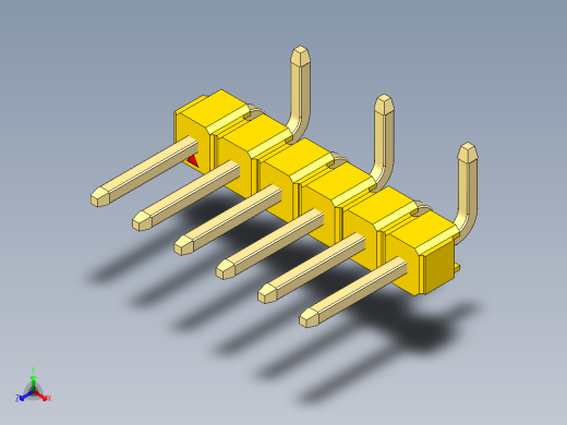 彩色公排针 100mil 2.54mm 系列-DS1022_yellow_06p_100mil_Type_SMT_R2_rev1.0正等轴测缩略图