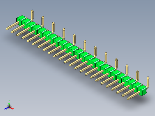 彩色公排针 100mil 2.54mm 系列-DS1022_green_24p_100mil_Type_SMT_R2_rev1.0正等轴测缩略图