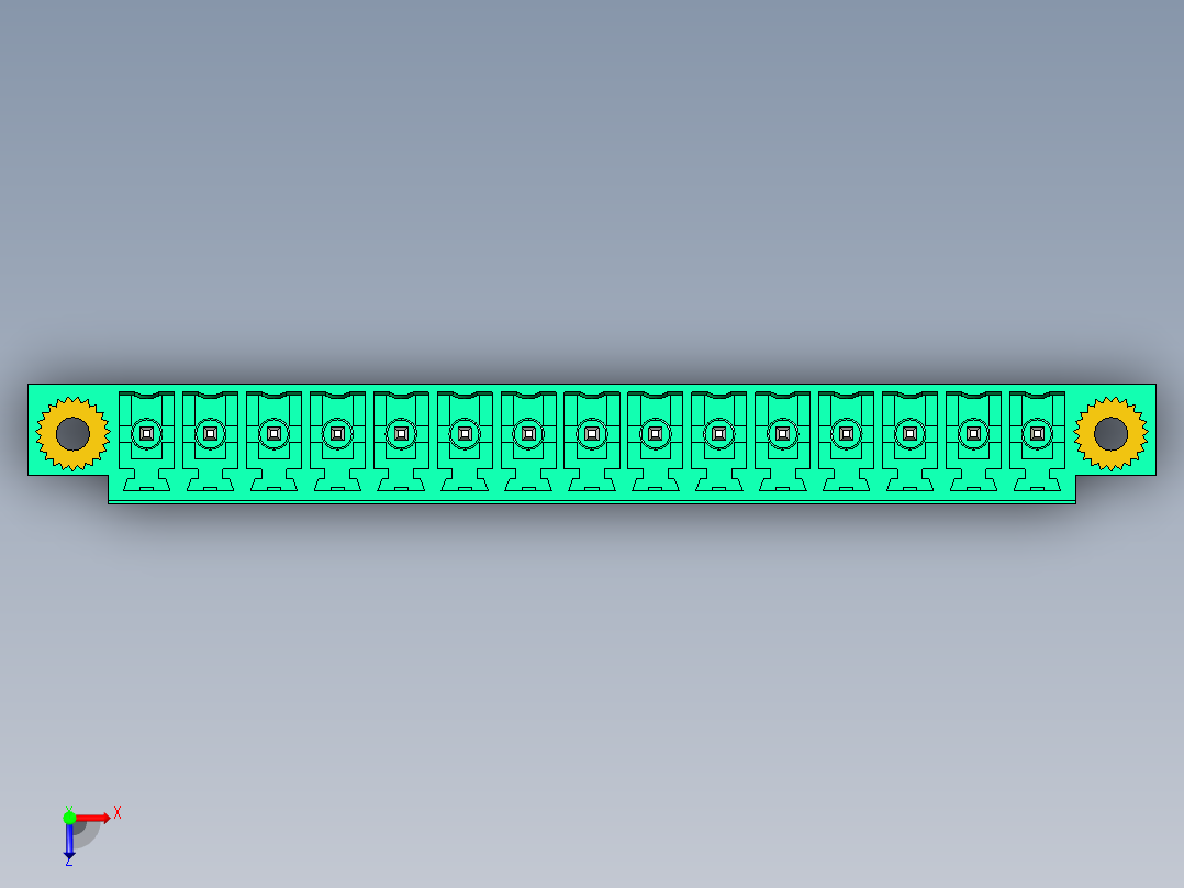DEGSON 15EDG（公头） 3.81mm 螺钉锁紧，插拔式接线端子 FullPack-15EDGVM-3.81-15P-14-00AH俯视图