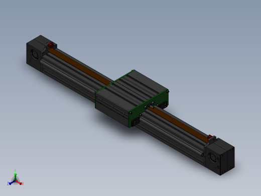 带齿带的直线滑架线性运动机构设计三维模型