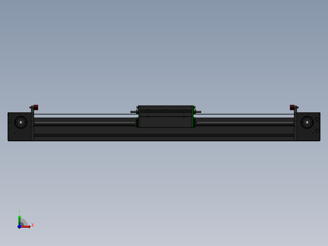 带齿带的直线滑架线性运动机构设计三维模型前视图