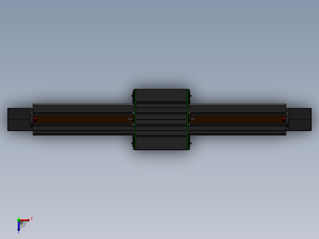 带齿带的直线滑架线性运动机构设计三维模型俯视图