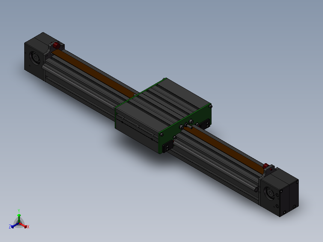 带齿带的直线滑架线性运动机构设计三维模型正等轴测图