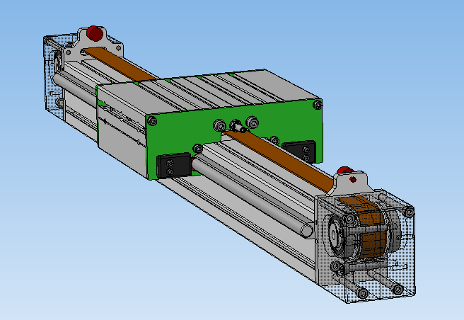 带齿带的直线滑架线性运动机构设计三维模型
