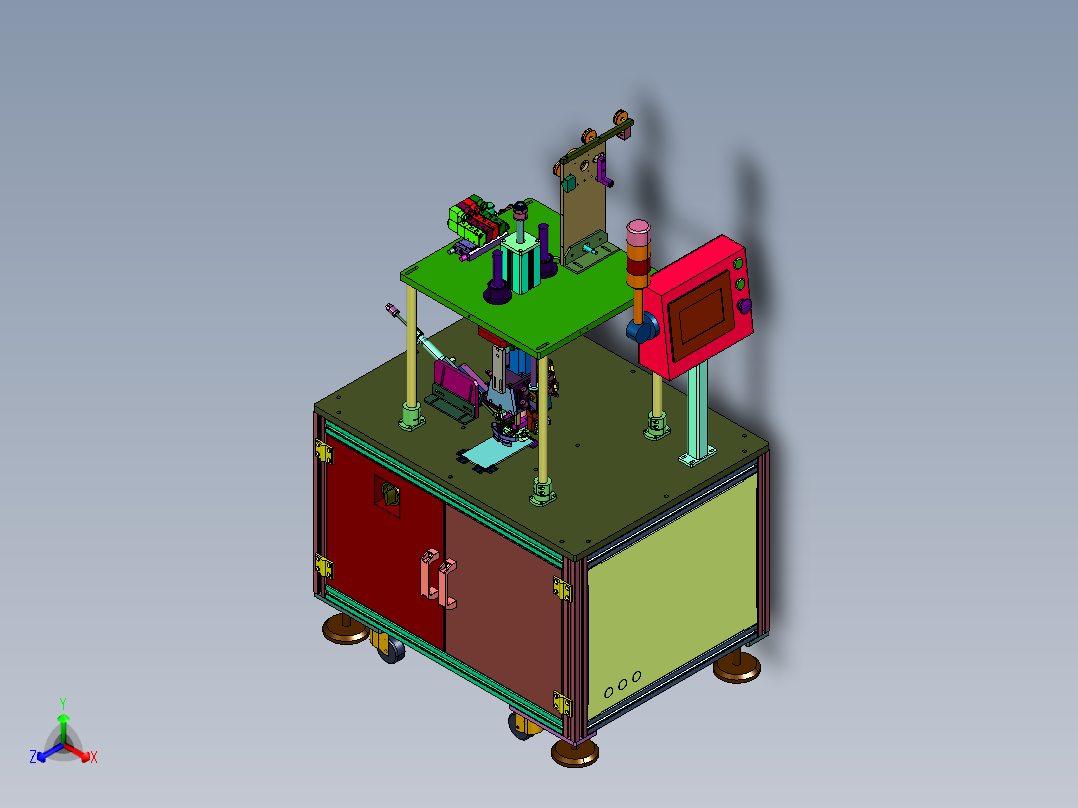 手动平面口罩内耳带点焊机正等轴测图