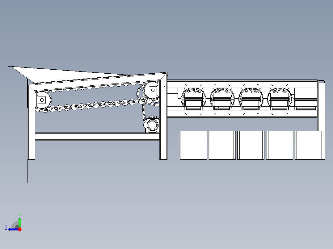 果蔬滚筒式分级机设计含三维图+CAD图纸右视图