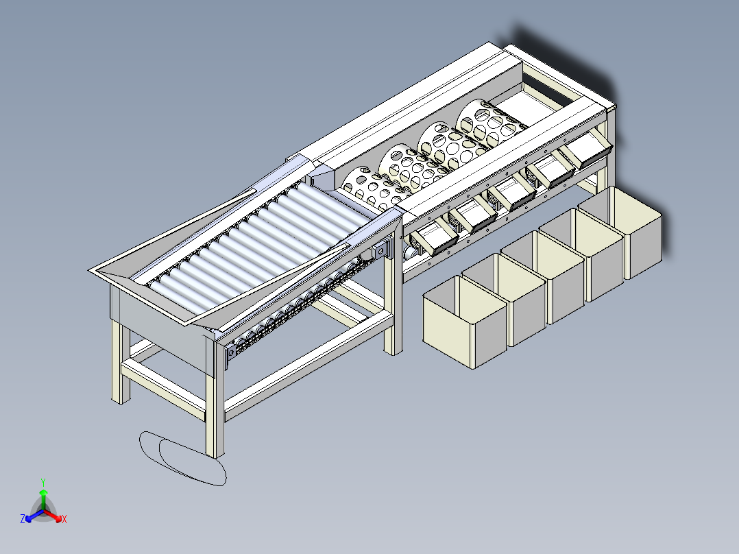 果蔬滚筒式分级机设计含三维图+CAD图纸正等轴测图
