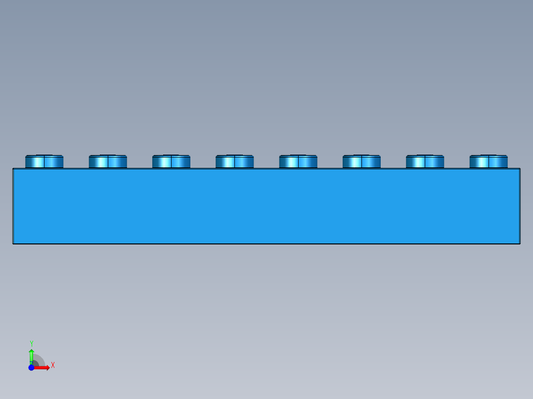 乐高套装 4421基本积木-300823 Bright Blue Brick 1 x 8.STEP前视图