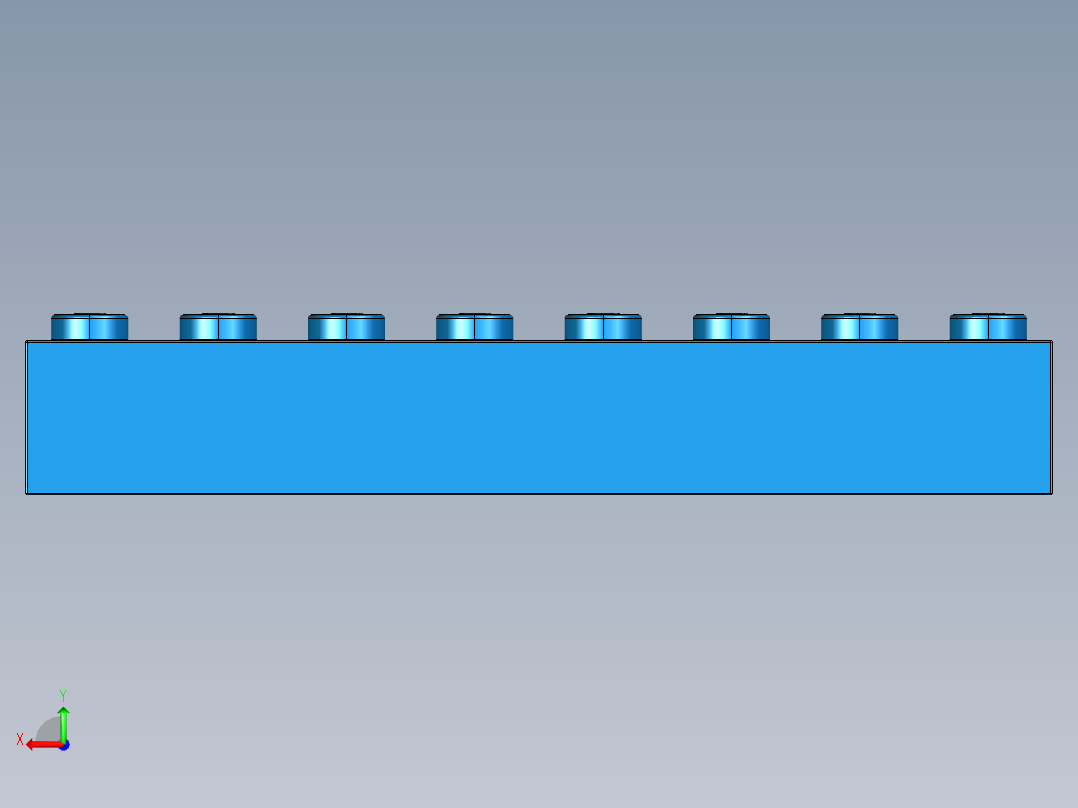 乐高套装 4421基本积木-300823 Bright Blue Brick 1 x 8.STEP后视图