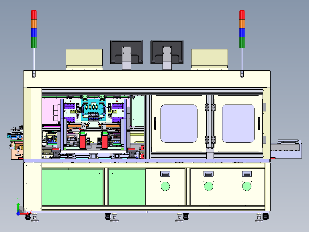 多工位ACF贴胶带&预压设备sw18可编辑前视图