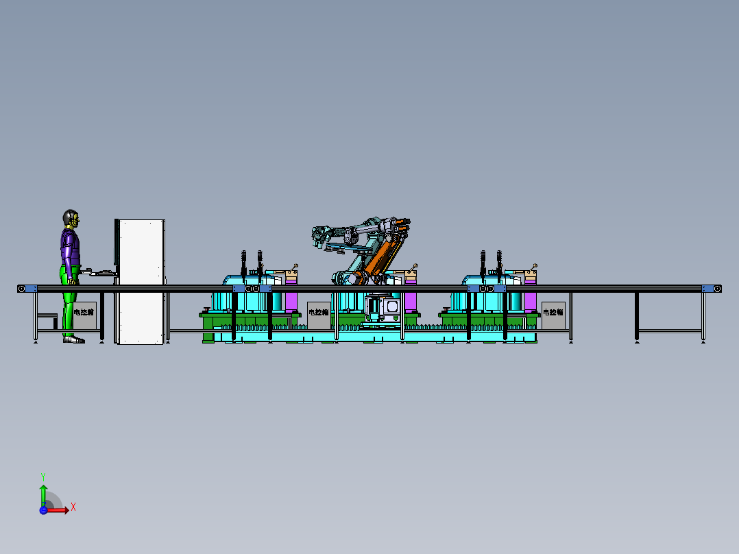 汽车灯罩板件的自动化检测与上下料作业前视图