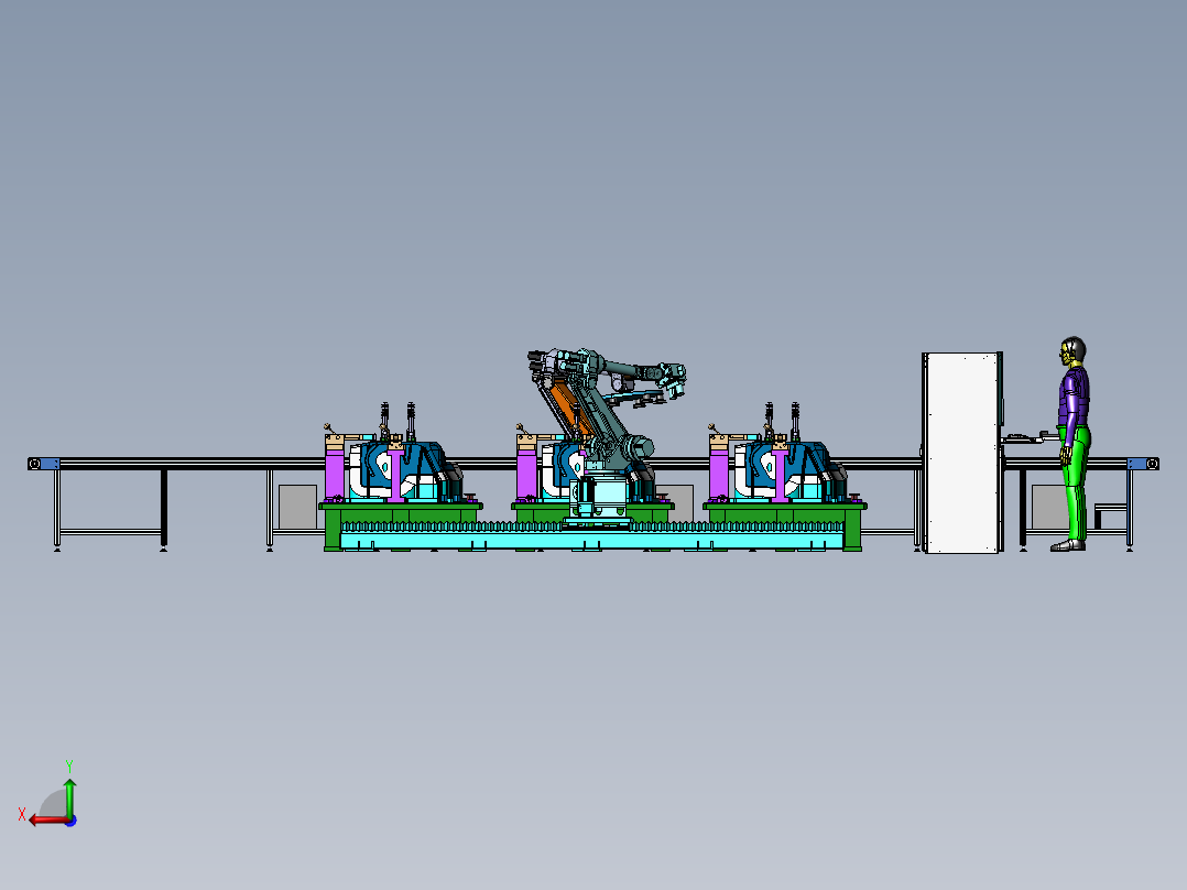 汽车灯罩板件的自动化检测与上下料作业后视图