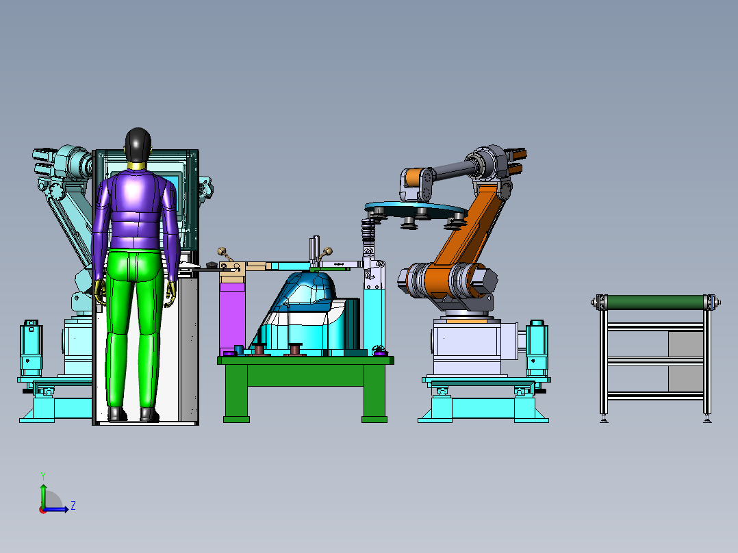 汽车灯罩板件的自动化检测与上下料作业左视图